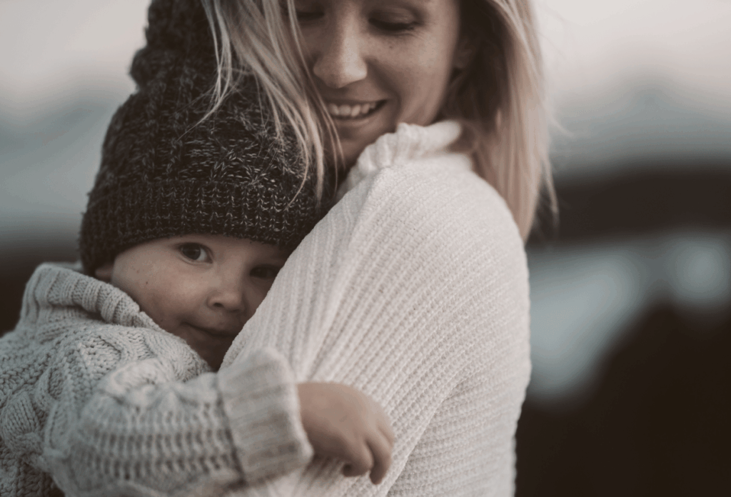 mom and child hugging